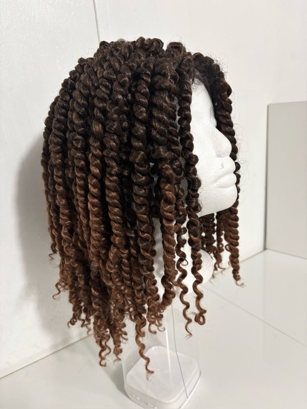 Woman’s Synthetic Passion Twist Braided Wig Brown And Dark Root Ombre Color NWOT